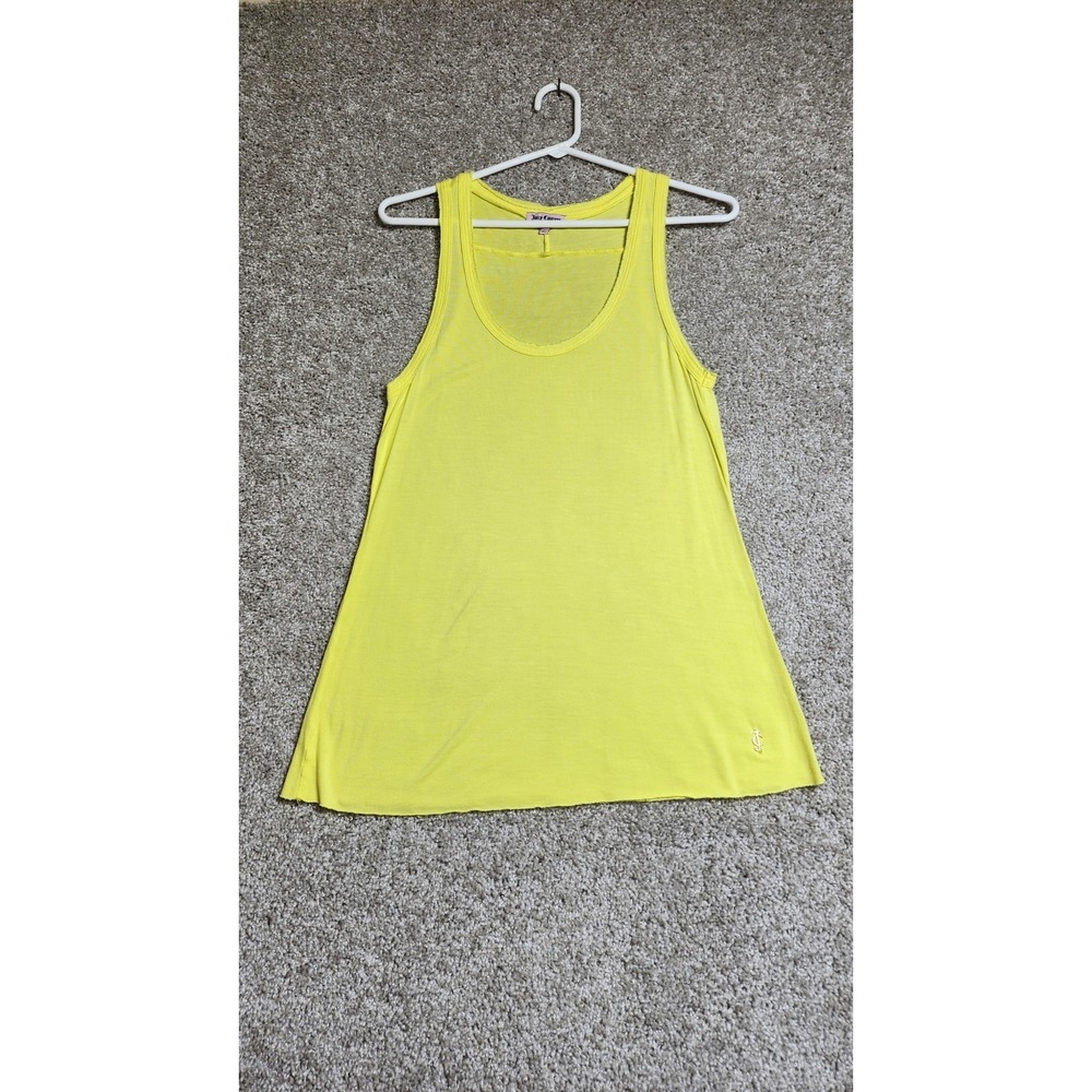 Juicy Couture Womens Neon Yellow Lightweight Racerback Scoop Neck Tank Top Small